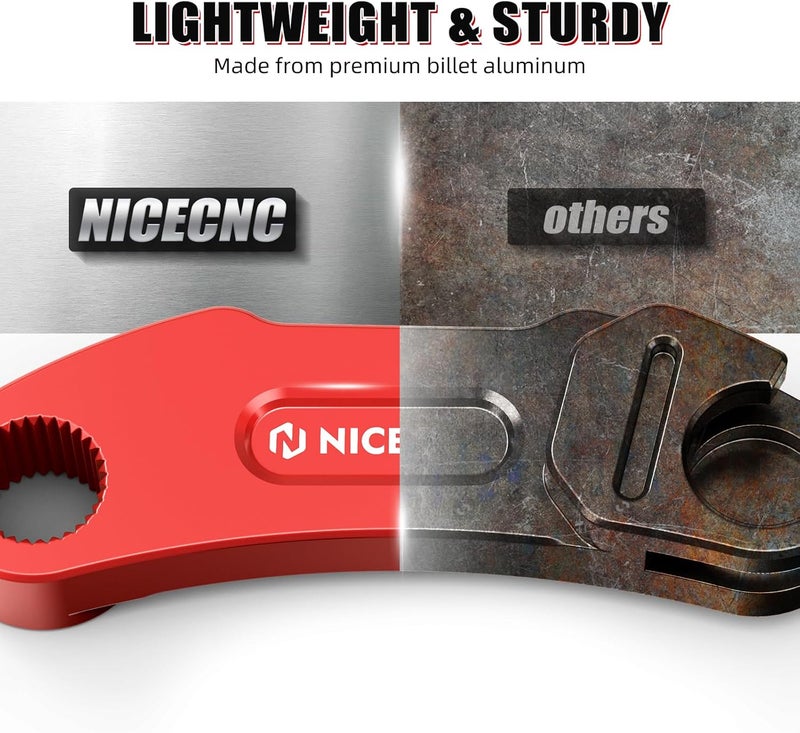 NICECNC Clutch Puller Cable Arm Billet Aluminum Compatible with Yamaha Raptor 700 2006-2026, Raptor 700R 2011-2026 Red - Image 4